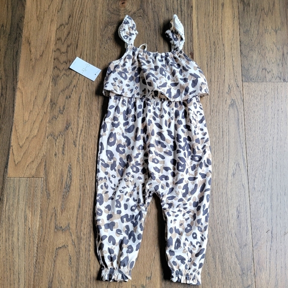 JESSICA SIMPSON BABY GIRLS RUFFLE LEOPARD CHEETAH ROMPER JUMPER JUMPSUIT W/ TIE - Picture 6 of 6